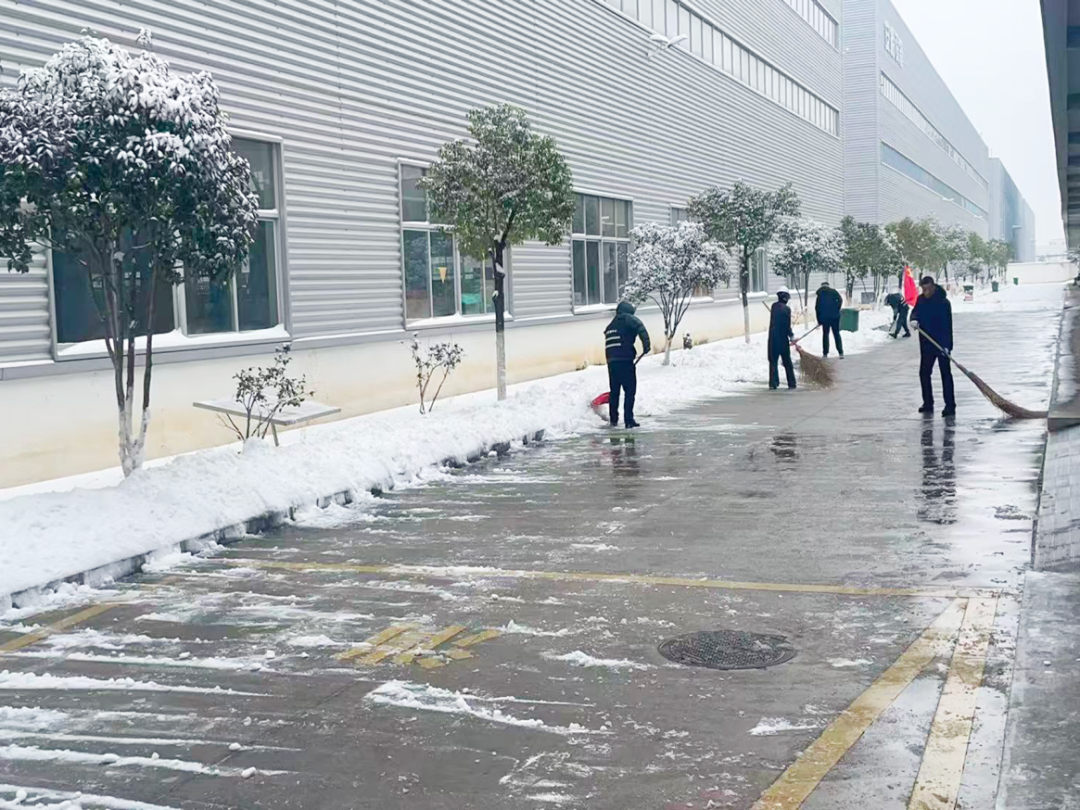松羽集团党员分组清扫厂区积雪